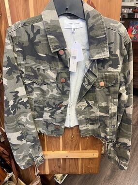 Dear John Green Camo Cropped Trucker Jacket